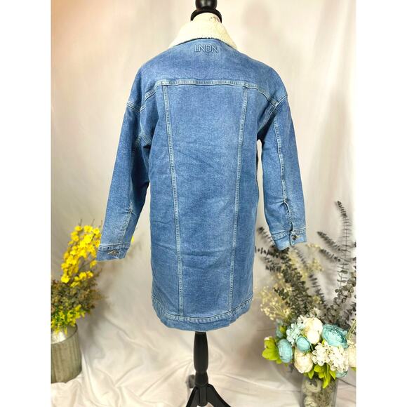 LNDN Landon Denim Sherpa Lined Trench Jacket Medium Wash XS/S - Picture 12 of 16